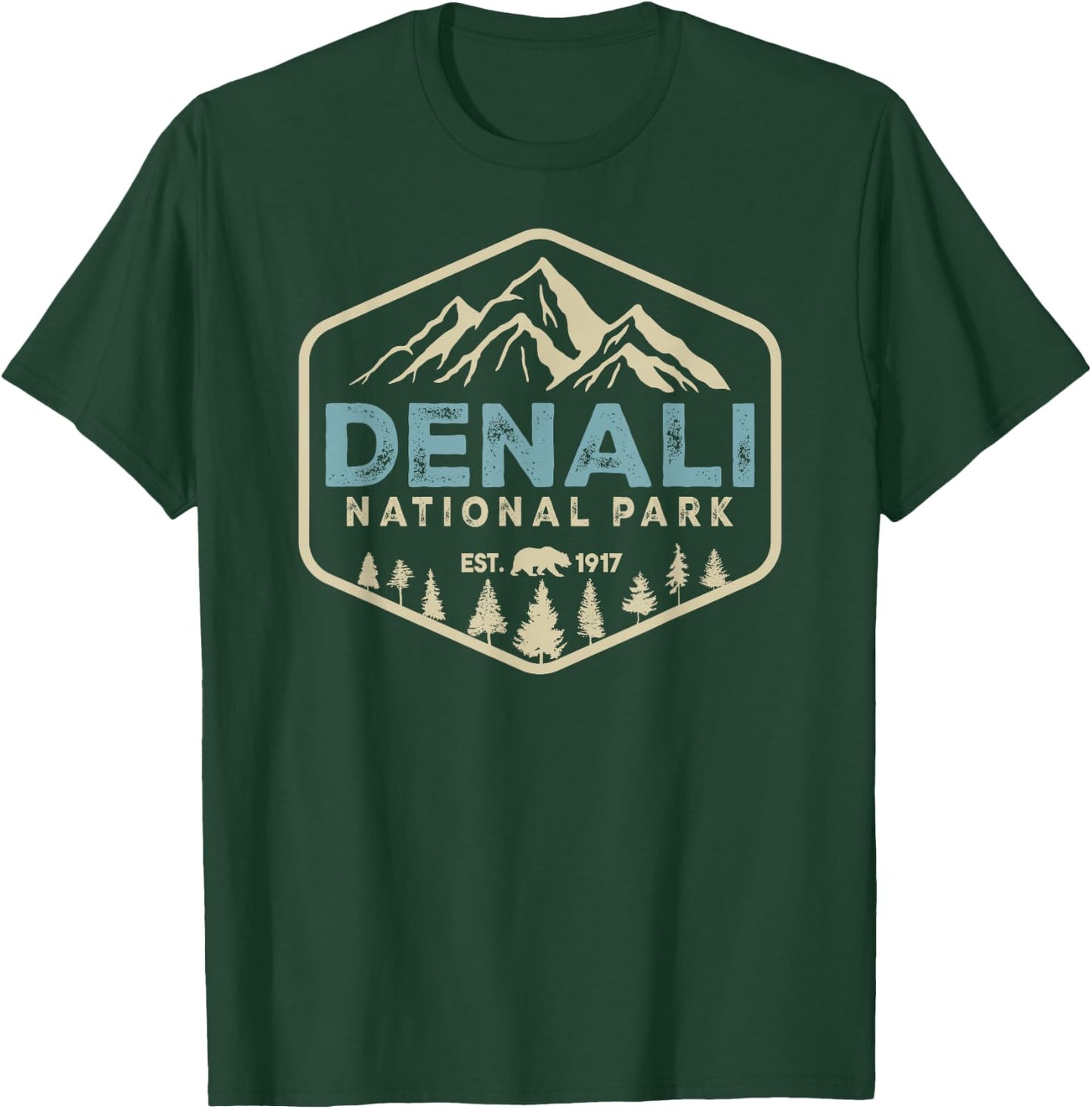 Retro Denali National Park mountains Nature Vintage Hiking T-Shirt - T-Shirt | Forest