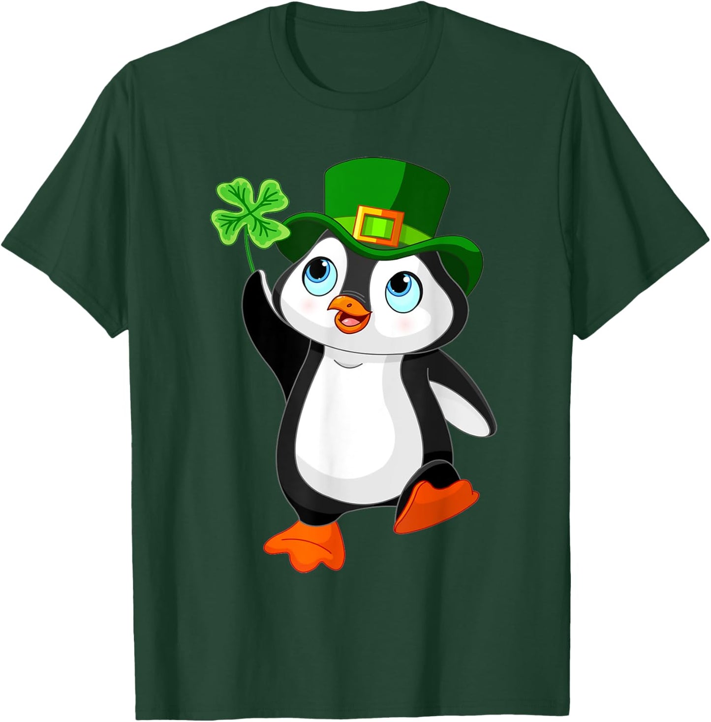 St. Patrick's Day Penguin Shirt, Irish, Shamrock, Clover T-Shirt - T-Shirt | Forest