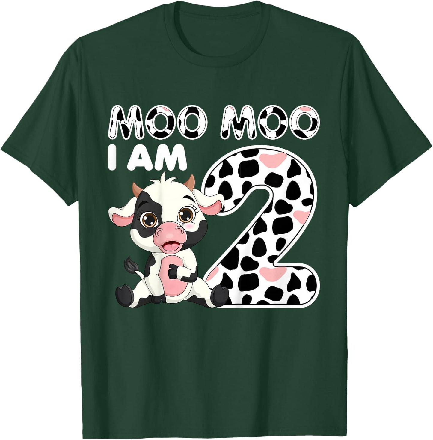 Cow Moo Moo I'm Two - 2 Years Old Cow Lover 2nd Birthday T-Shirt - T-Shirt | Forest