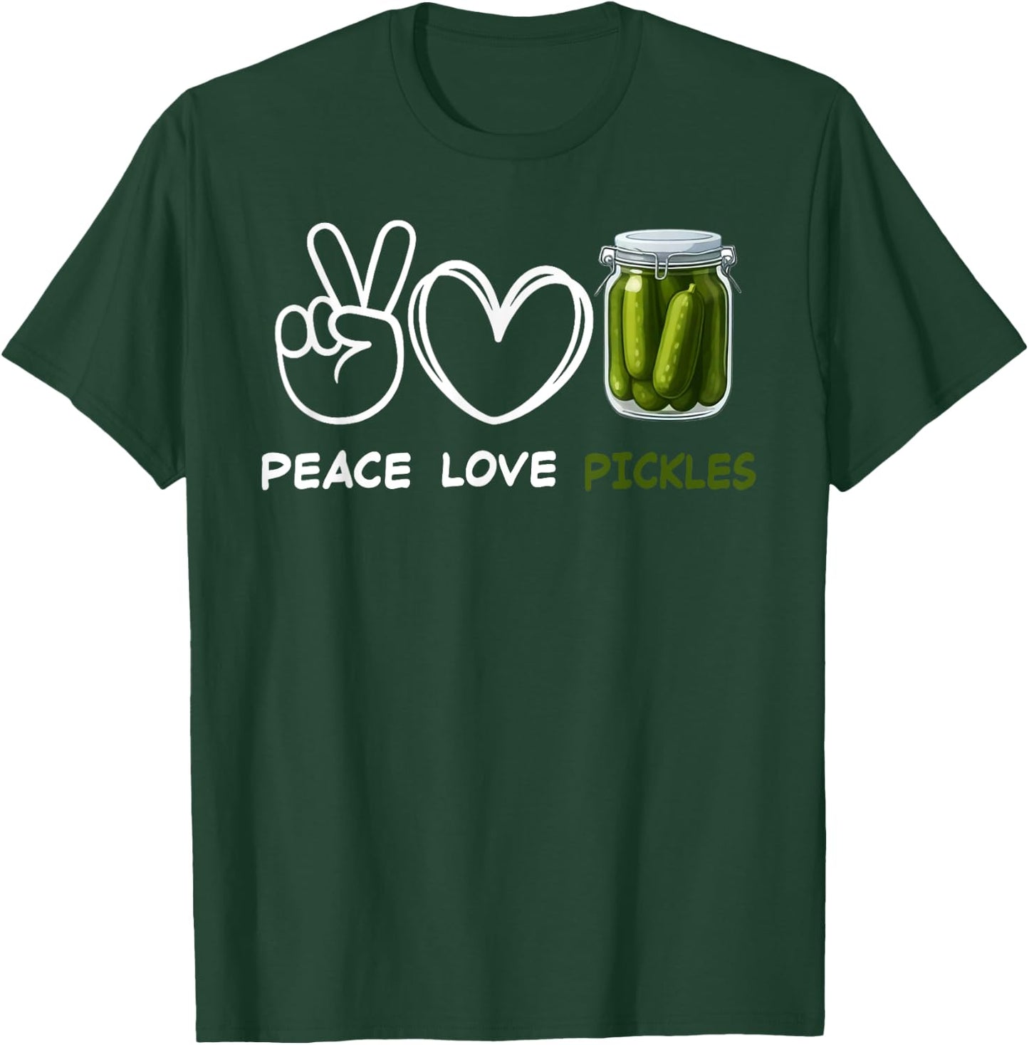 Peace, Love Pickles Retro Pickles Lover Food Lover T-Shirt - T-Shirt | Forest