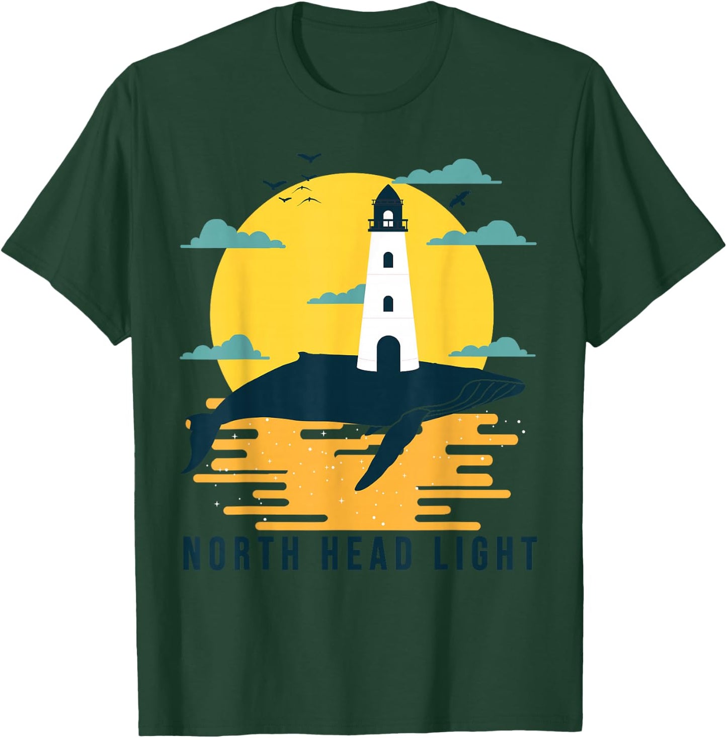 North Head Light Washington Lighthouse Cape Disappointment T-Shirt - T-Shirt | Forest