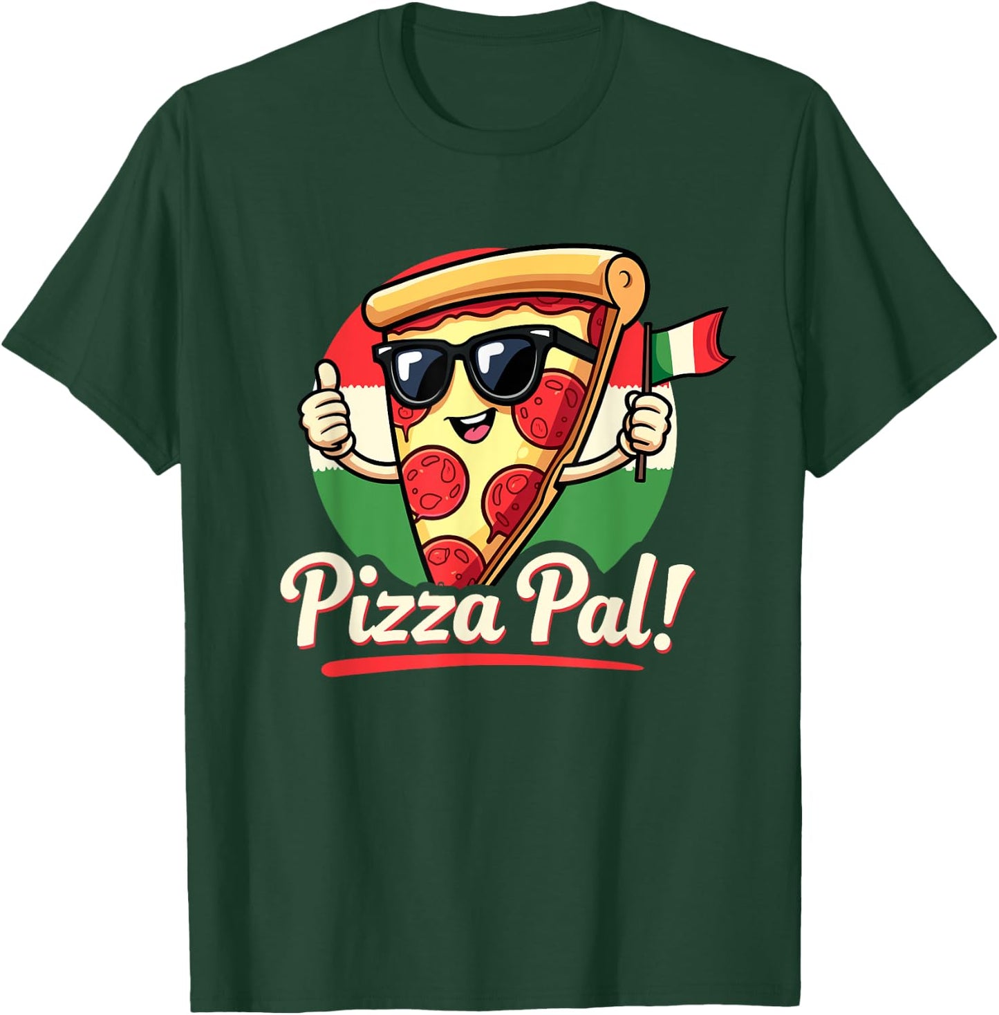 Pizza Pal Cartoon Slice Italian Flag Fun T-Shirt - T-Shirt | Forest