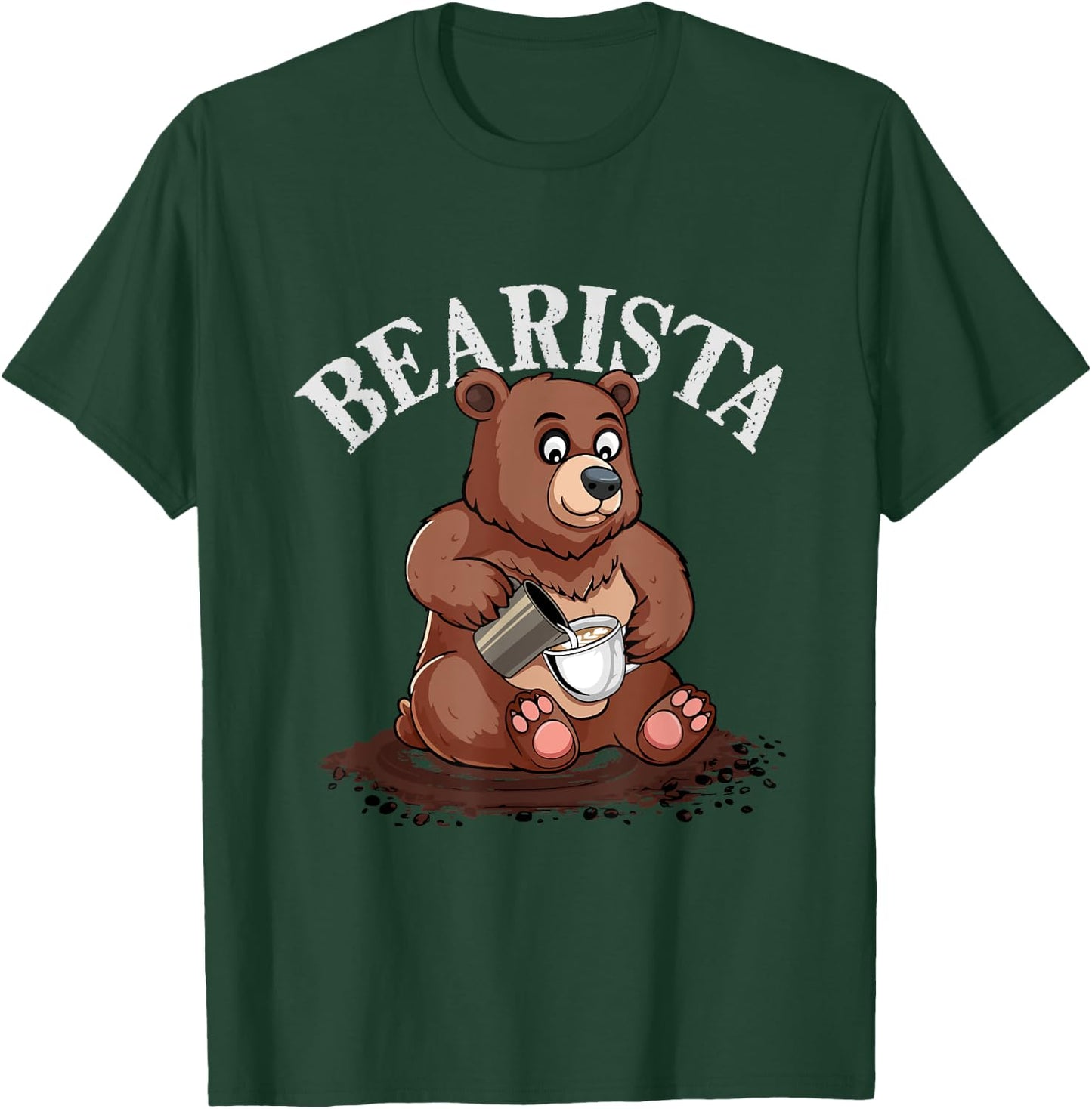 Cute Bear Bearista Coffee Lover Latte Art Barista T-Shirt - T-Shirt | Forest