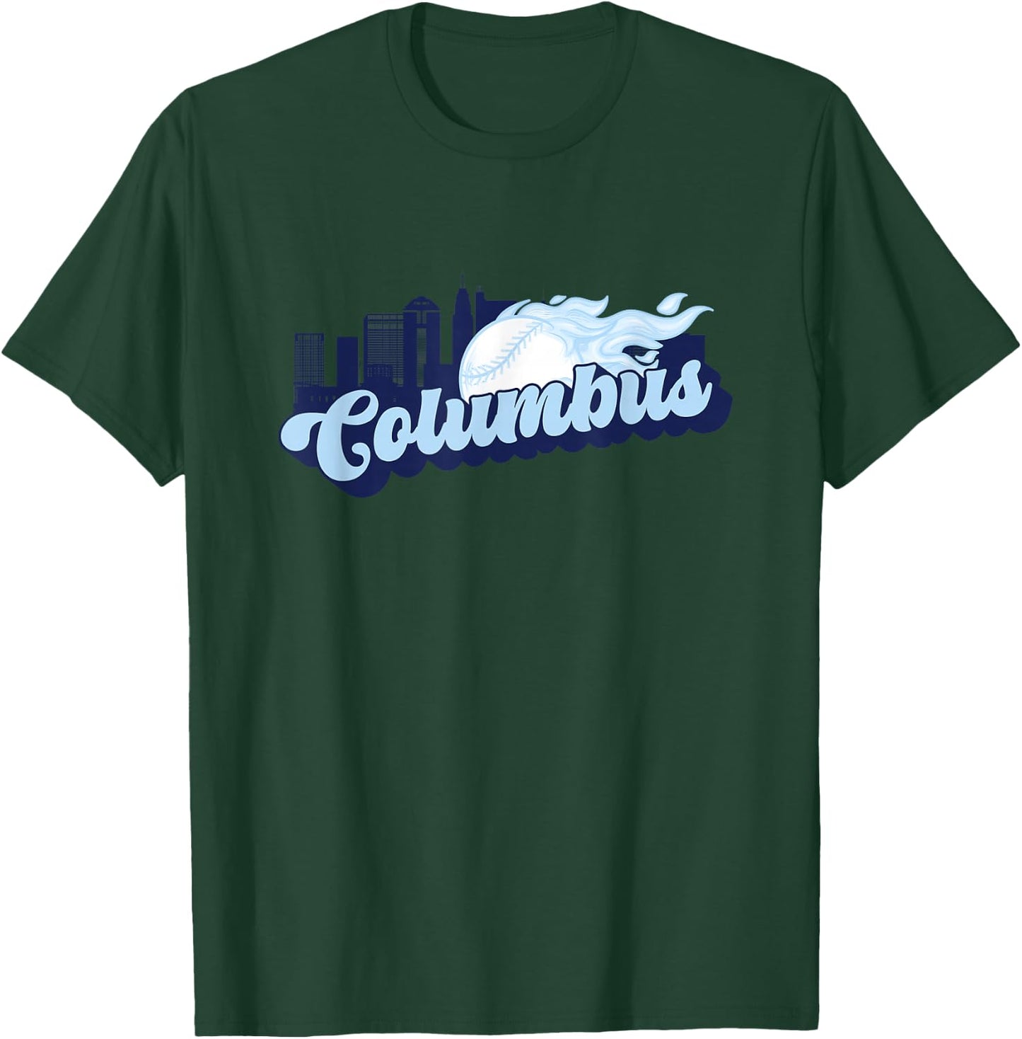 Columbus Baseball Vintage City Skyline Retro Baseball Lover T-Shirt - T-Shirt | Forest