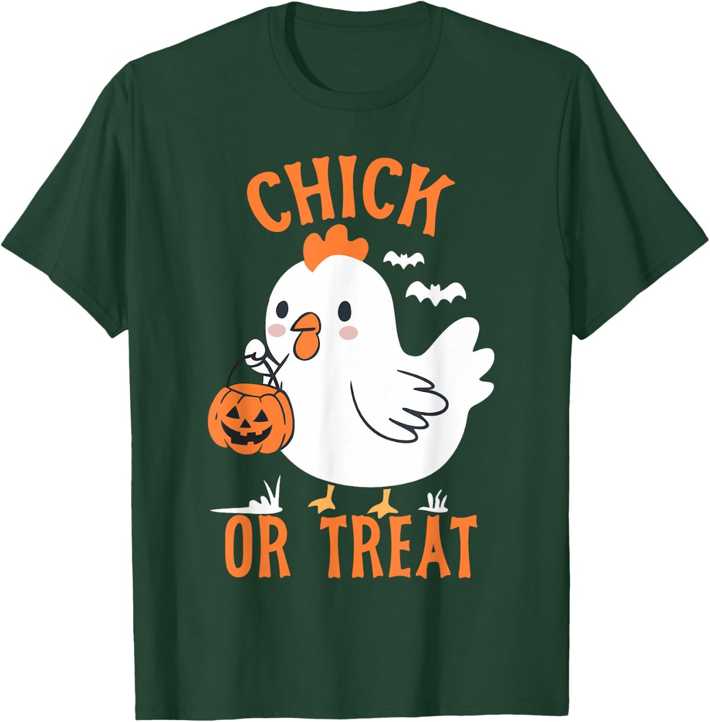 Chick Or Treat Shirt Funny Chicken Halloween Kids Girl Boy T-Shirt - T-Shirt | Forest