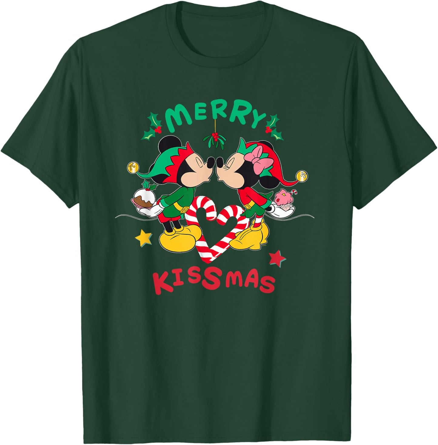 Disney Mickey and Minnie Mouse Christmas Love Merry Kissmas T-Shirt - T-Shirt | Forest