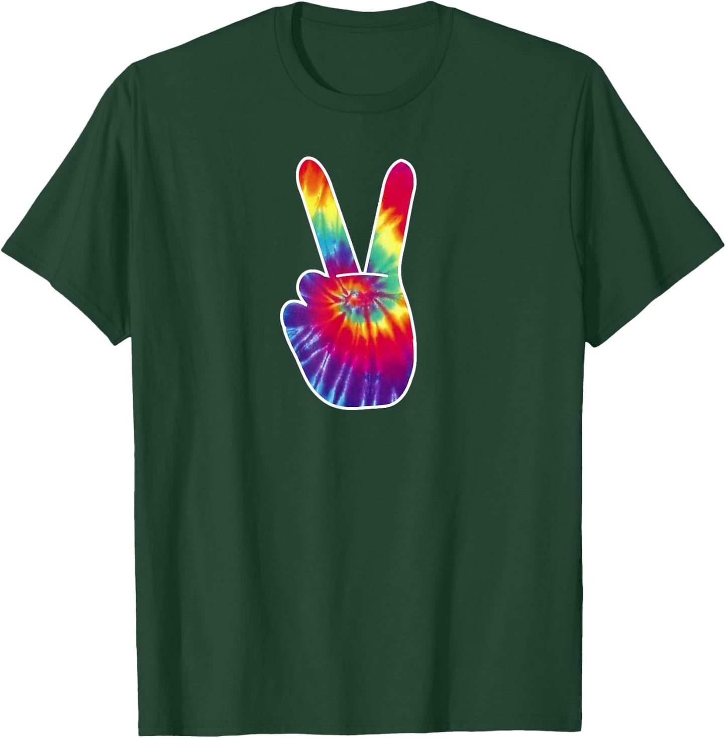 PEACE SIGN Hand Tie Dye | Hippies Christmas V Shirts T-Shirt - T-Shirt | Forest