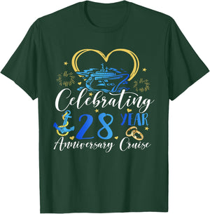 Celebrating 28 Years Anniversary Cruise 28th Anniversary T-Shirt - T-Shirt | Forest