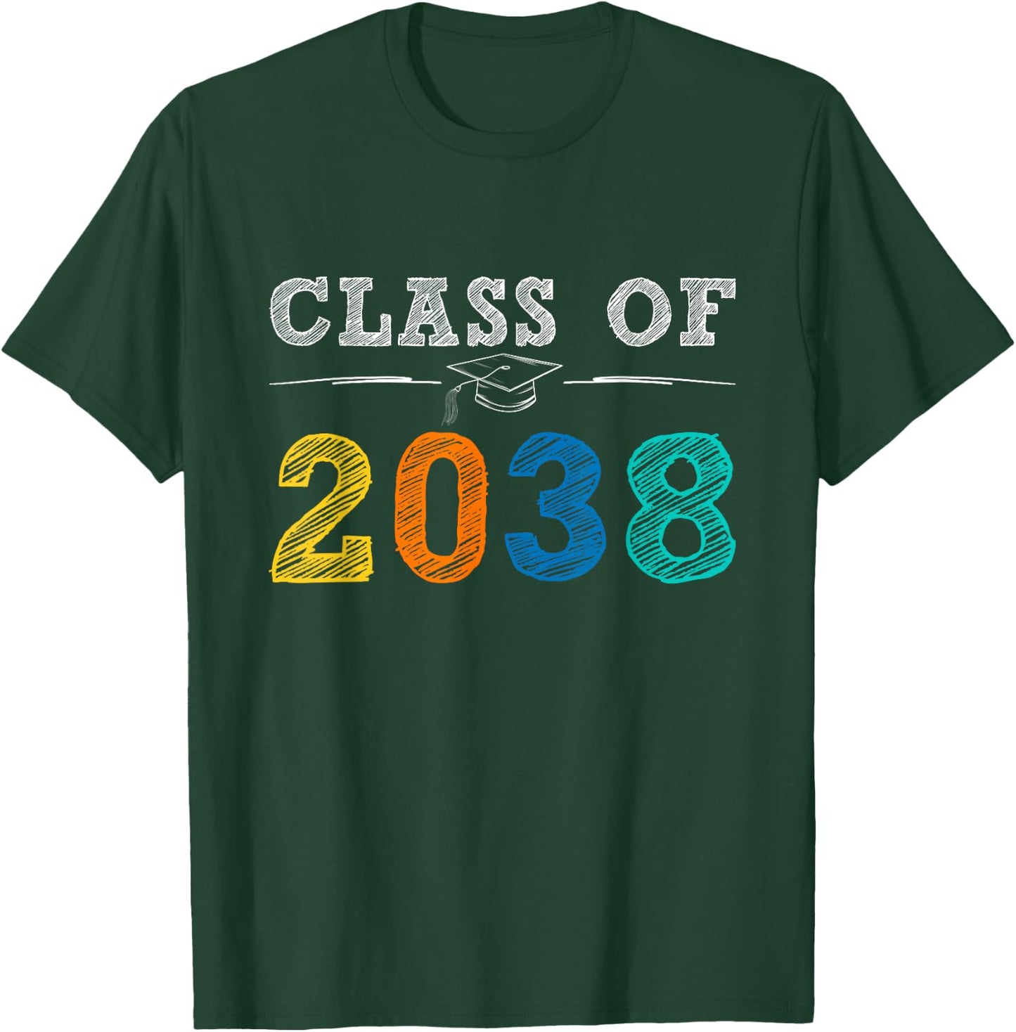 Class Of 2038 Grow With Me Graduation First Day of School T-Shirt - T-Shirt | Forest
