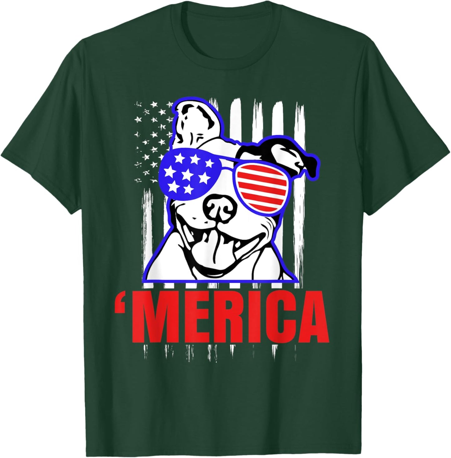'Merica Funny Pitbull Shirt America Parody Party Pit Bull T-Shirt - T-Shirt | Forest