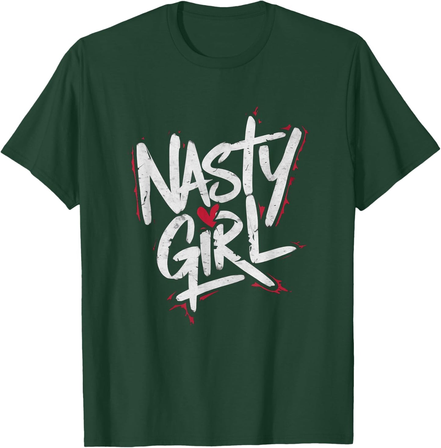 Nasty Girl Heart Graffiti Style Design T-Shirt - T-Shirt | Forest