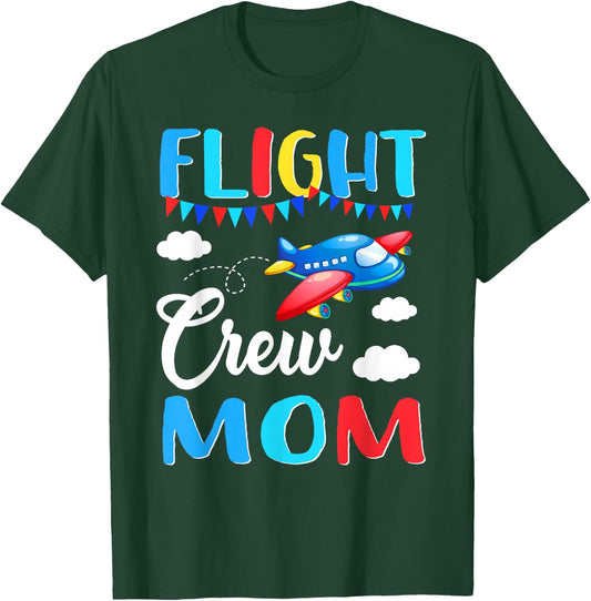 Flight Crew Mom Airplane Birthday Mom Family Matching T-Shirt - T-Shirt | Forest