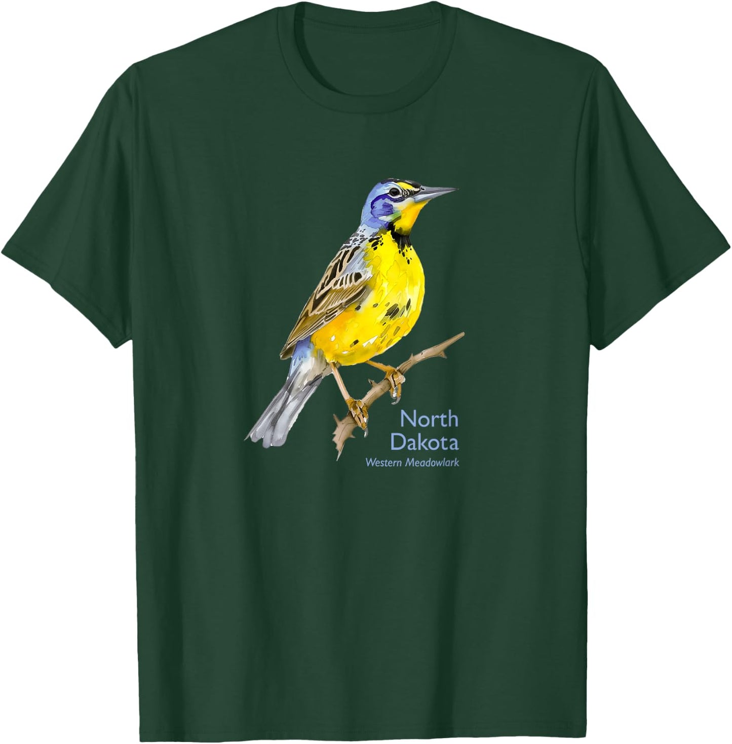 North Dakota Western Meadowlark Bird Birder Souvenir T-Shirt - T-Shirt | Forest