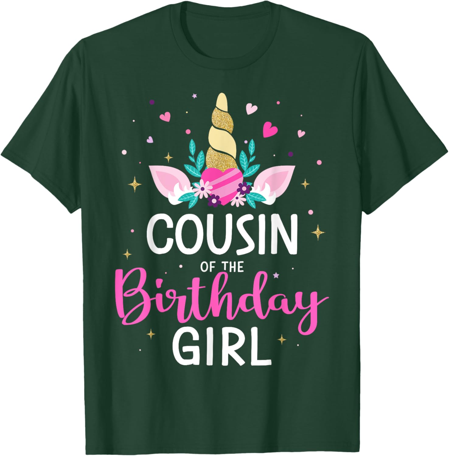 Cousin of the birthday girl matching family unicorn party T-Shirt - T-Shirt | Forest