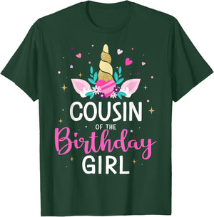 Cousin of the birthday girl matching family unicorn party T-Shirt - T-Shirt | Forest