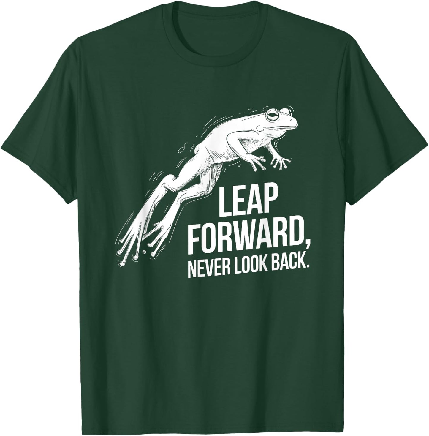 Leap Forward, Never Look Back - Bold Frog Animal Design T-Shirt - T-Shirt | Forest