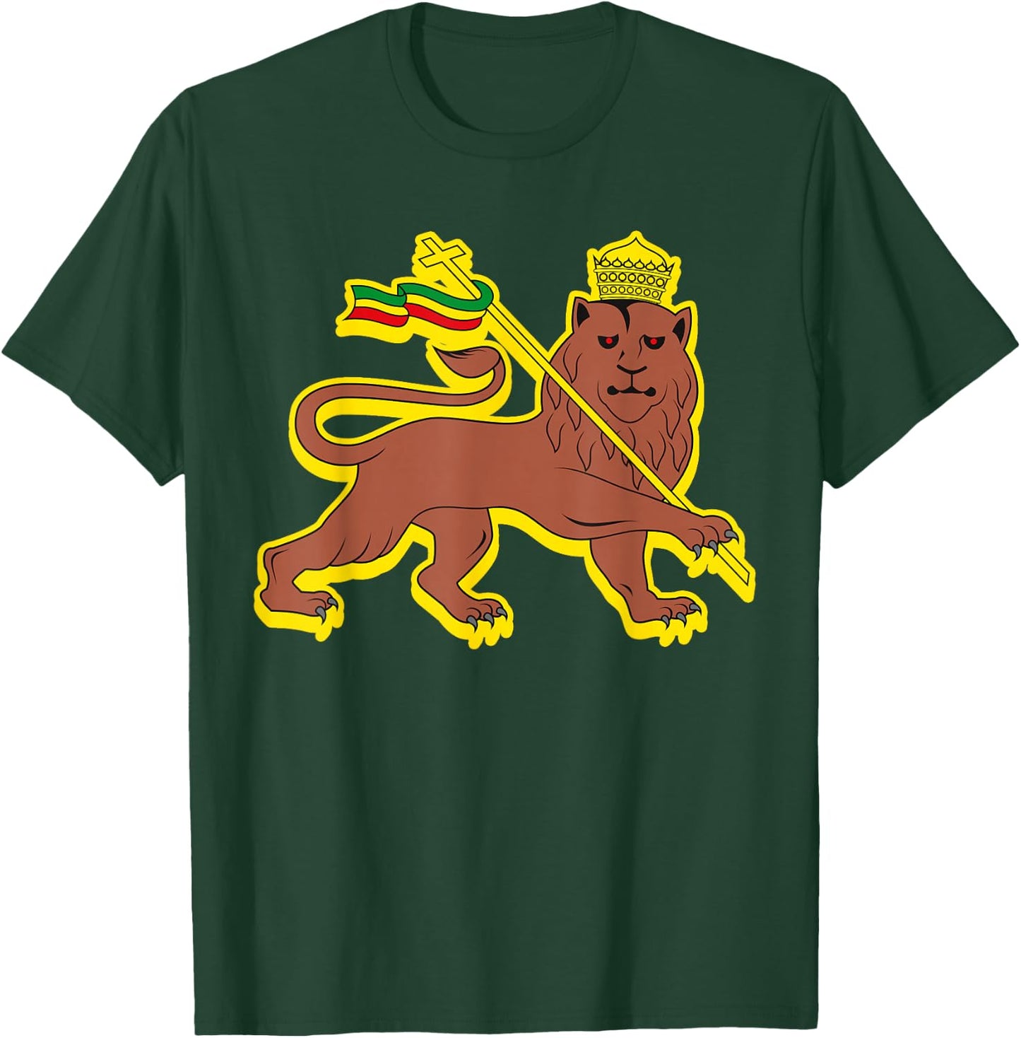 Ethiopia Lion Of Judah Cross Ethiopian Flag T-Shirt - T-Shirt | Forest