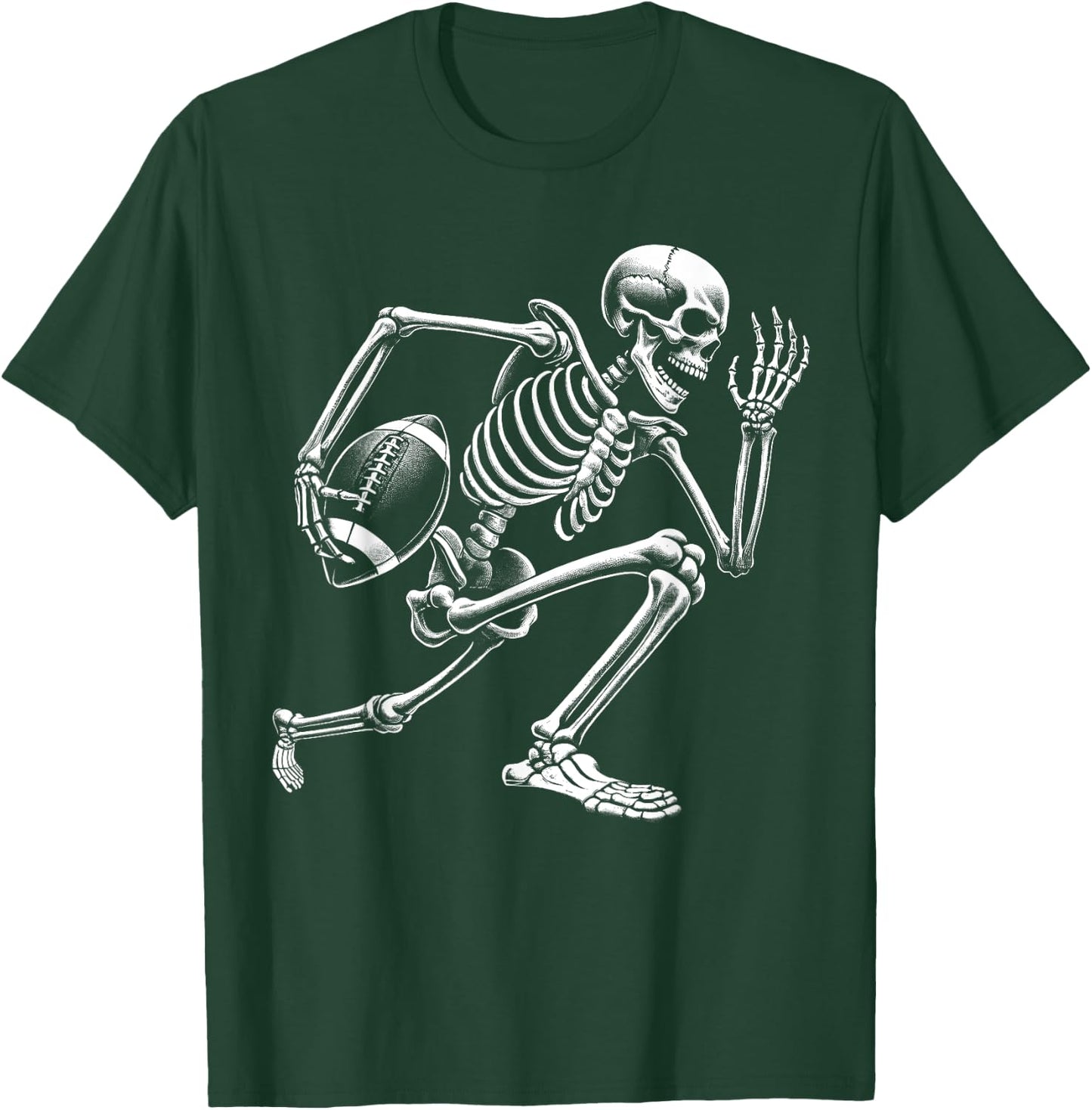 Football Skeleton Playing Football Halloween Skull Lover T-Shirt - T-Shirt | Forest