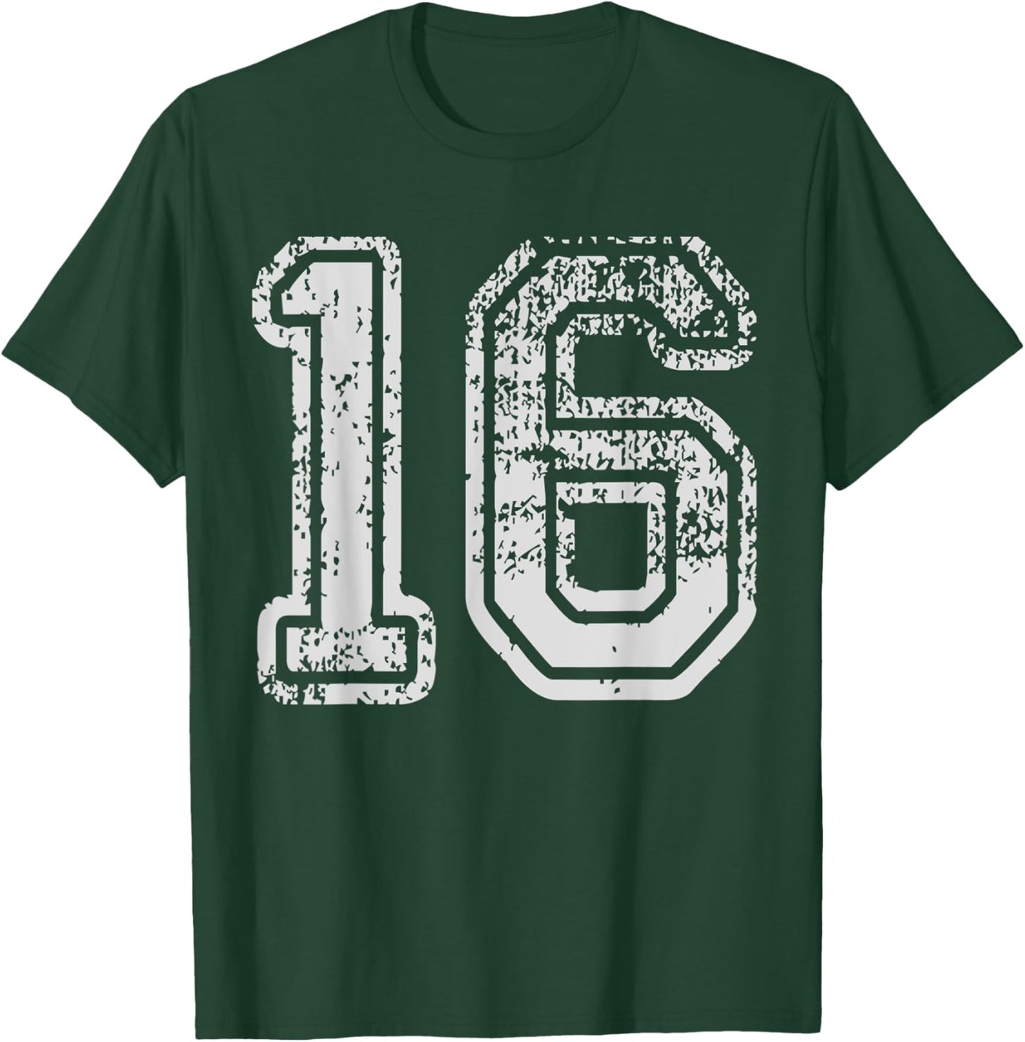 Team Jersey Uniforms Number 16 sixteen School Sport Birthday T-Shirt - T-Shirt | Forest
