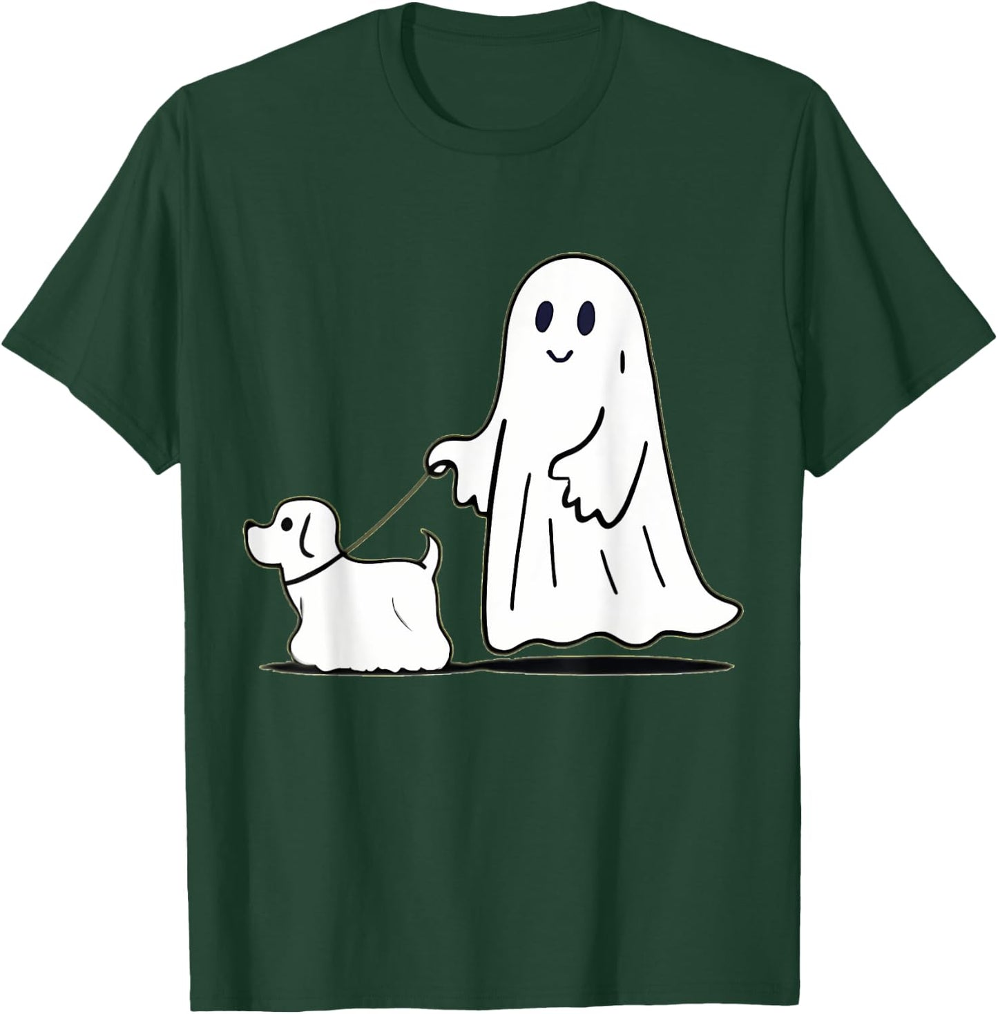 Ghost Walking Dog Ghostie Funny Halloween Dog Lover T-Shirt - T-Shirt | Forest