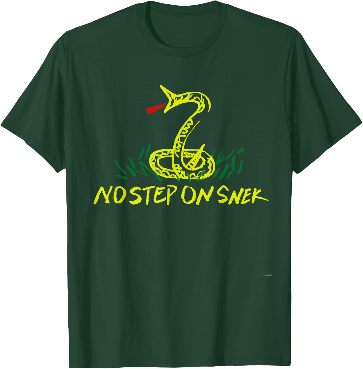 Funny Patriotic No Step On Snek Hand Drawn Gadsden Flag T-Shirt - T-Shirt | Forest