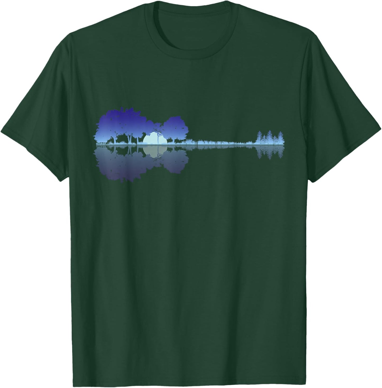 Guitar Lake Shadow Music Lovers Rock Guitar Musician T-Shirt - T-Shirt | Forest
