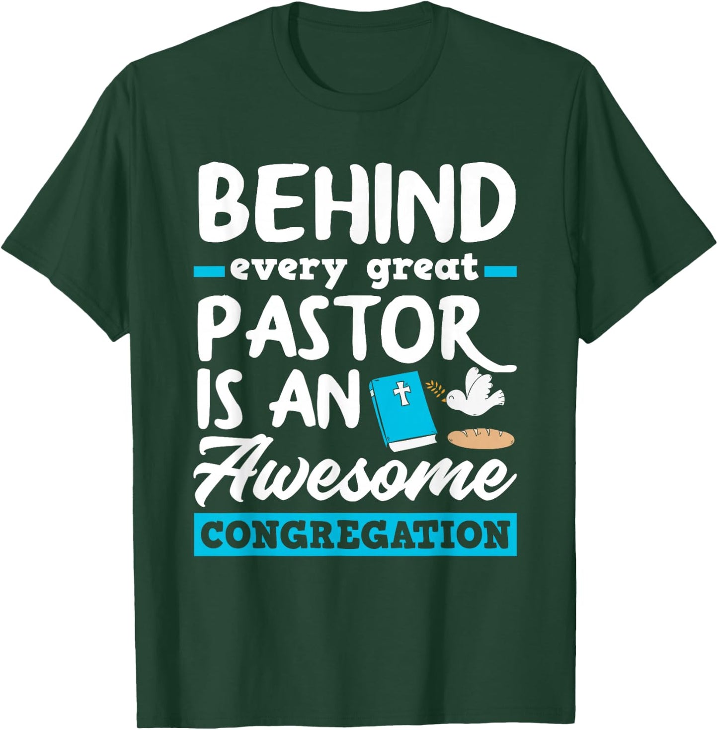Behind Every Great Pastor Funny Minister Clergy Pastor T-Shirt - T-Shirt | Forest