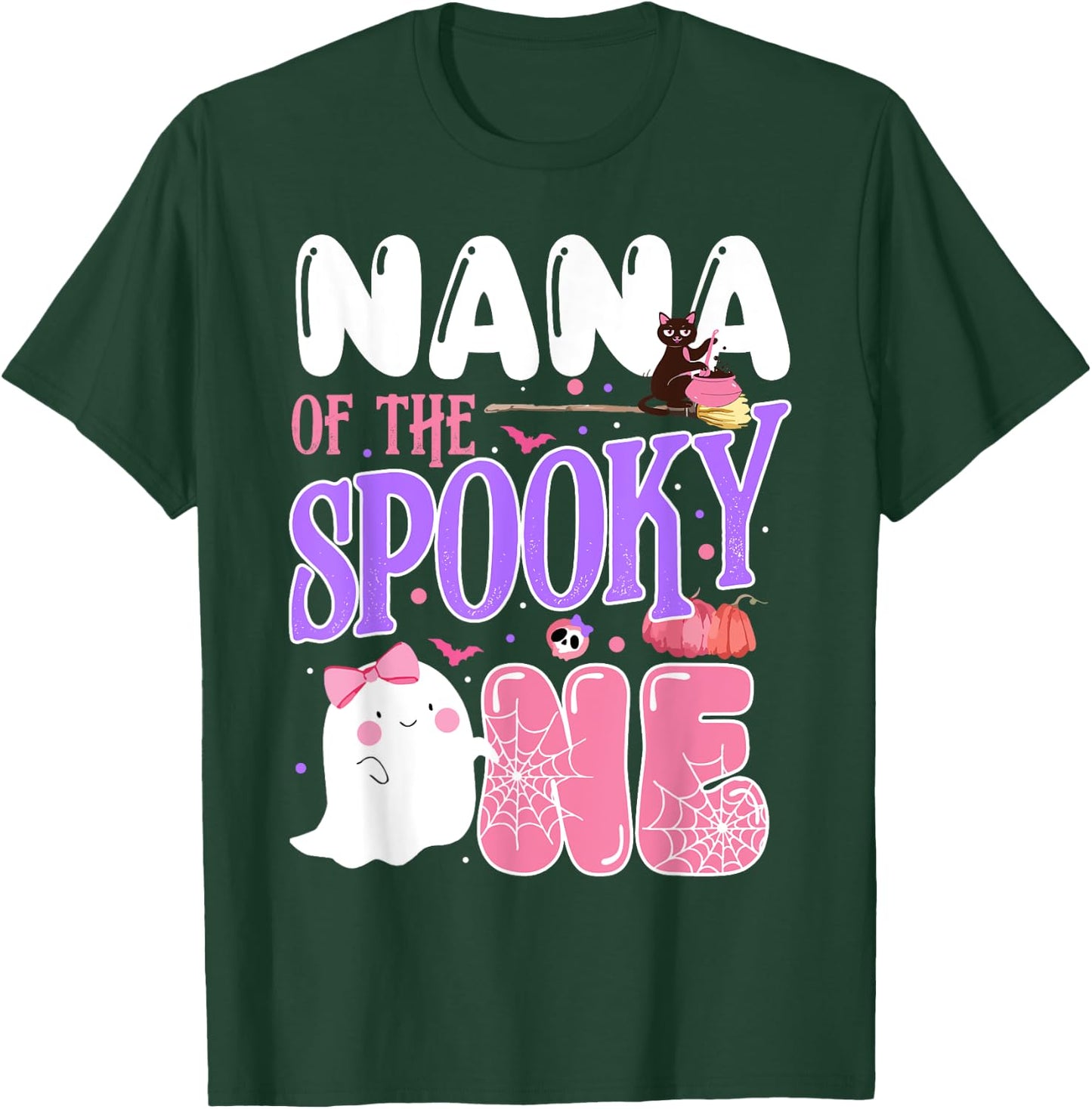 Nana Of The Spooky One 1st Birthday Halloween Pink Ghost T-Shirt - T-Shirt | Forest