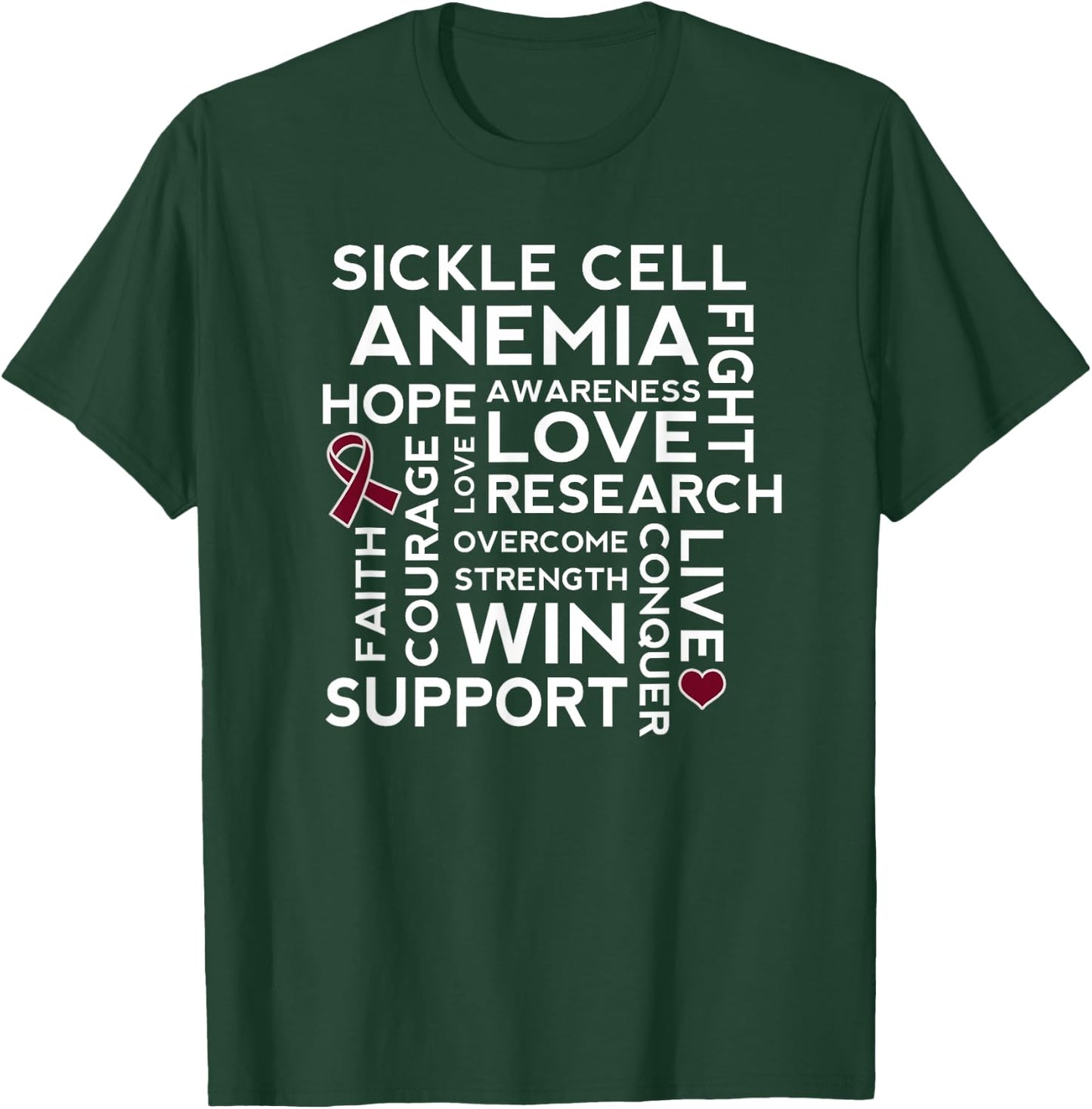 Sickle Cell Anemia Awareness Walk Burgundy Ribbon T-Shirt - T-Shirt | Forest