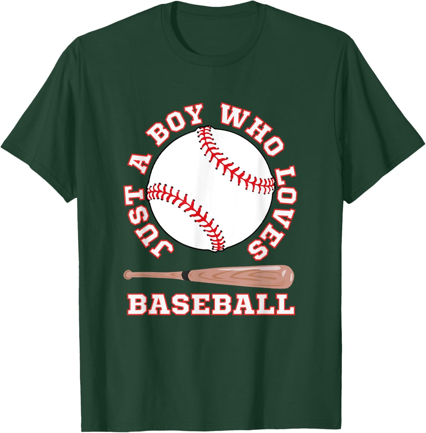 American Sport Fan Baseball Lover Boys Batter Baseball T-Shirt - T-Shirt | Forest