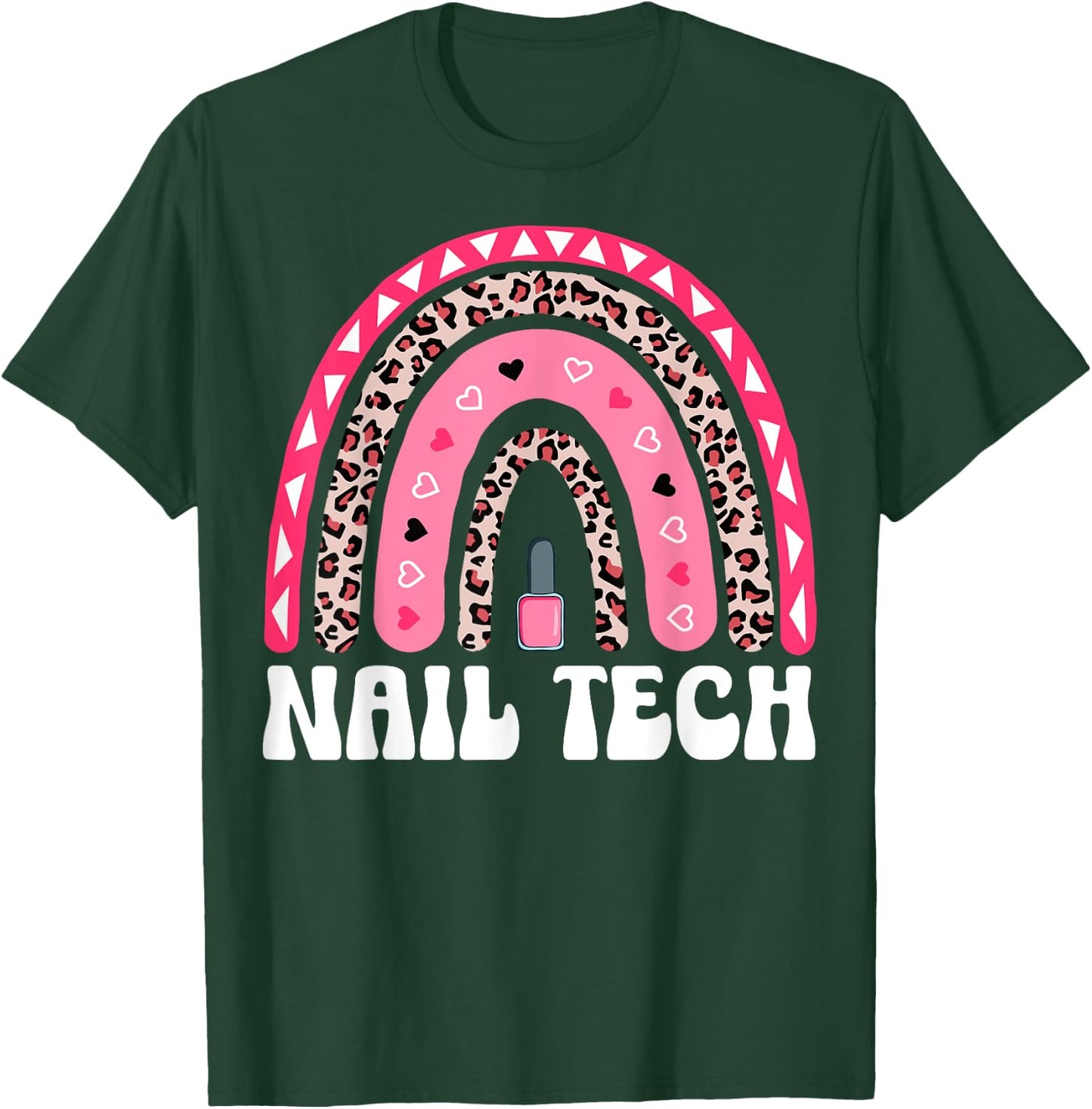 Boho Rainbow Nail Tech Nail Polish Manicurist Nail Artist T-Shirt - T-Shirt | Forest