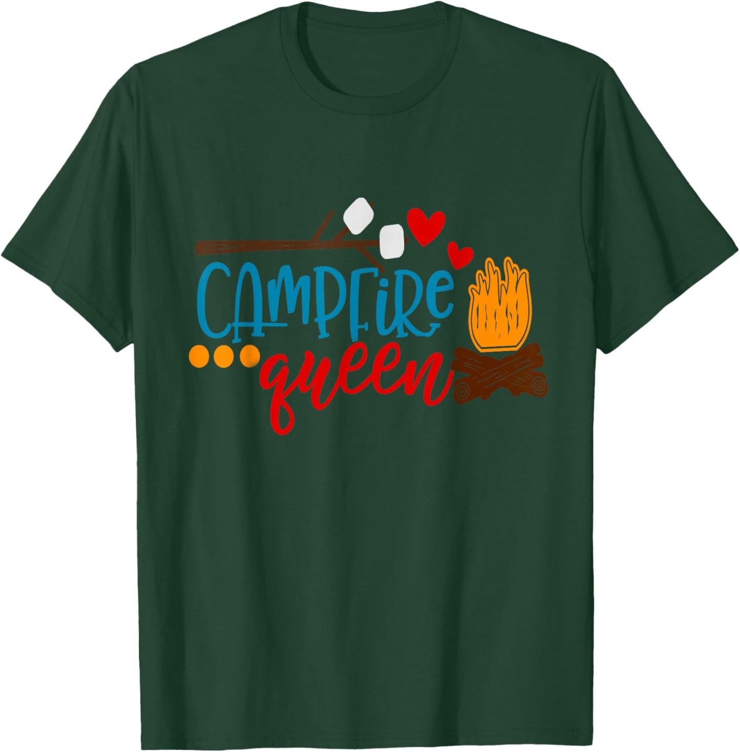Campfire Queen Mom Wife Camping Shirt Camp S'Mores Bonfire T-Shirt - T-Shirt | Forest