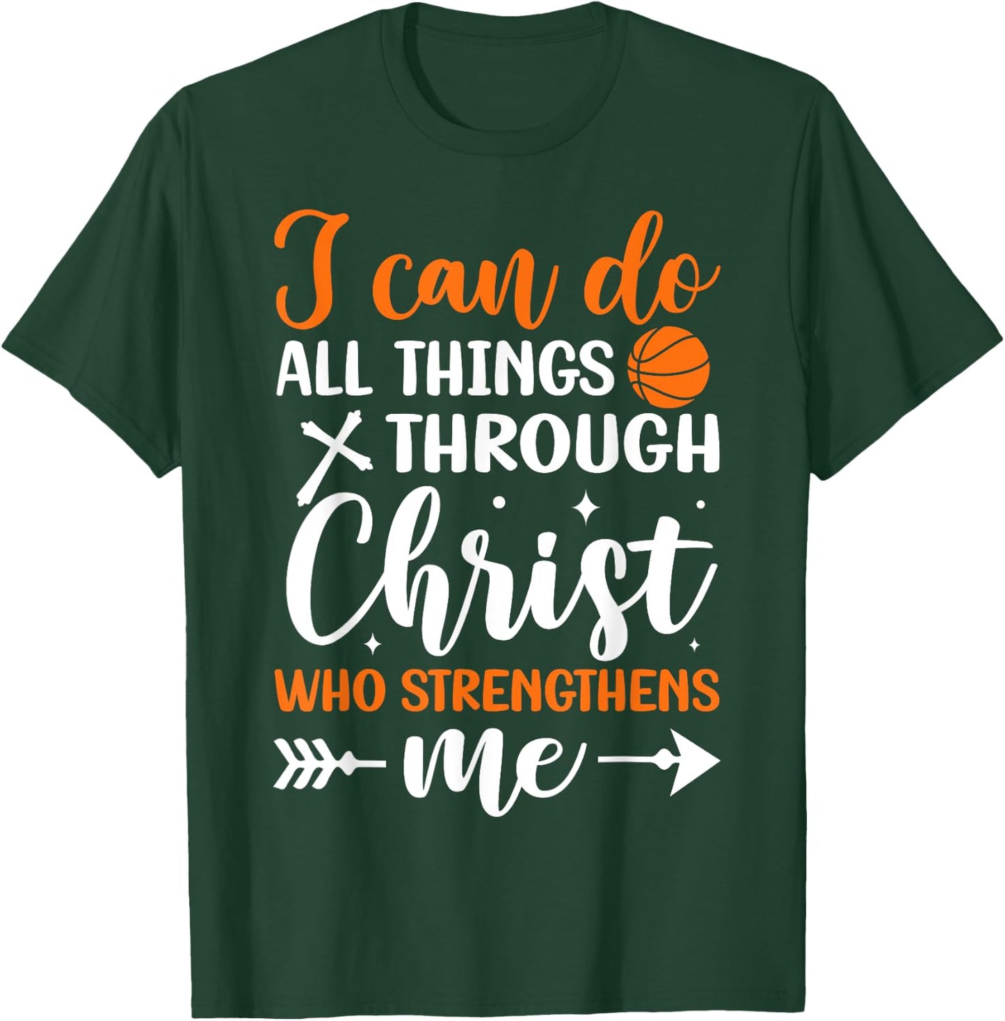 Christian Basketball Men Boys Kids Religious Gifts T-Shirt - T-Shirt | Forest