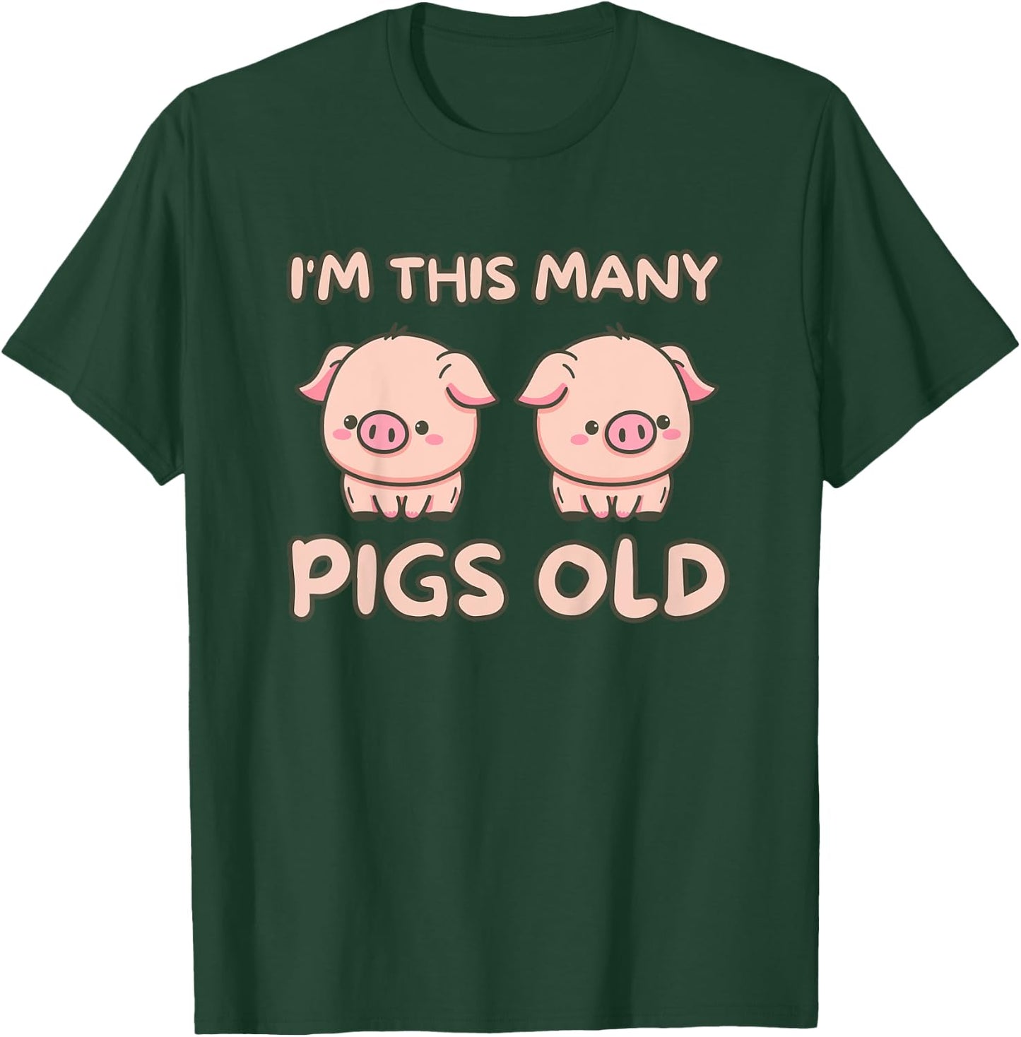 I'm This Many Pigs Old - 2nd Birthday Pig 2 Years Old Bday T-Shirt - T-Shirt | Forest