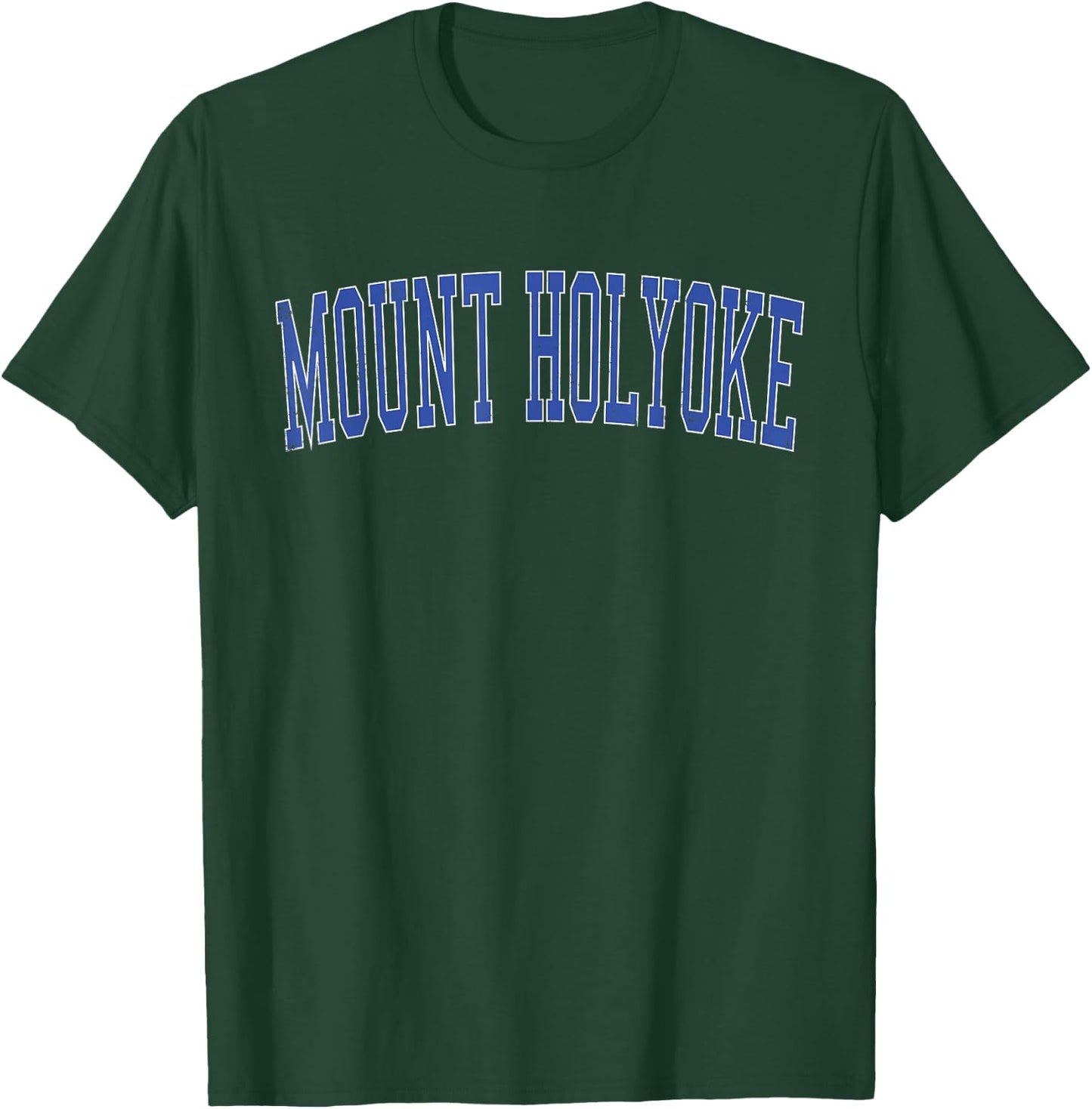 Vintage Mount Holyoke Distressed Blue Varsity Style T-Shirt - T-Shirt | Forest