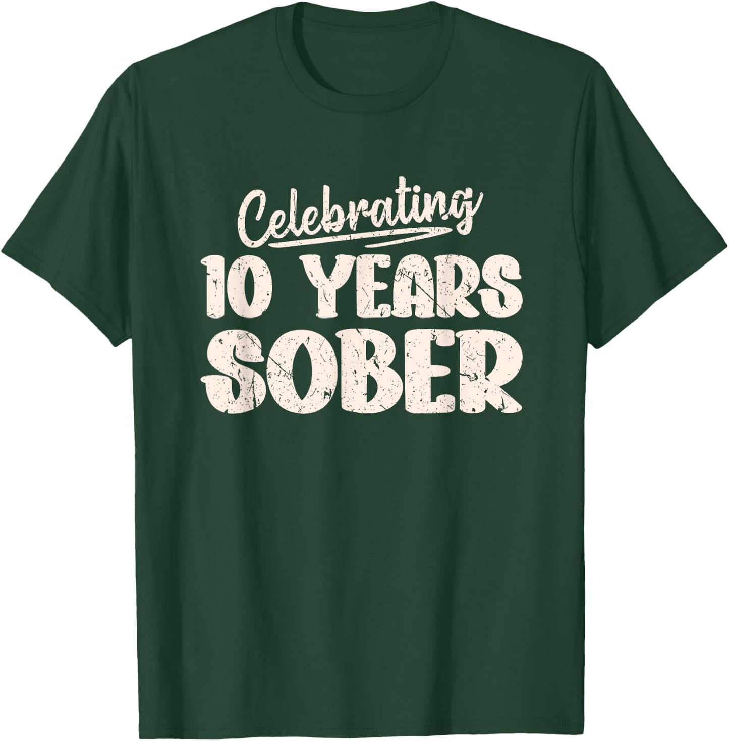 Sobriety Recovery Anniversary 10 Years Sober T-Shirt - T-Shirt | Forest