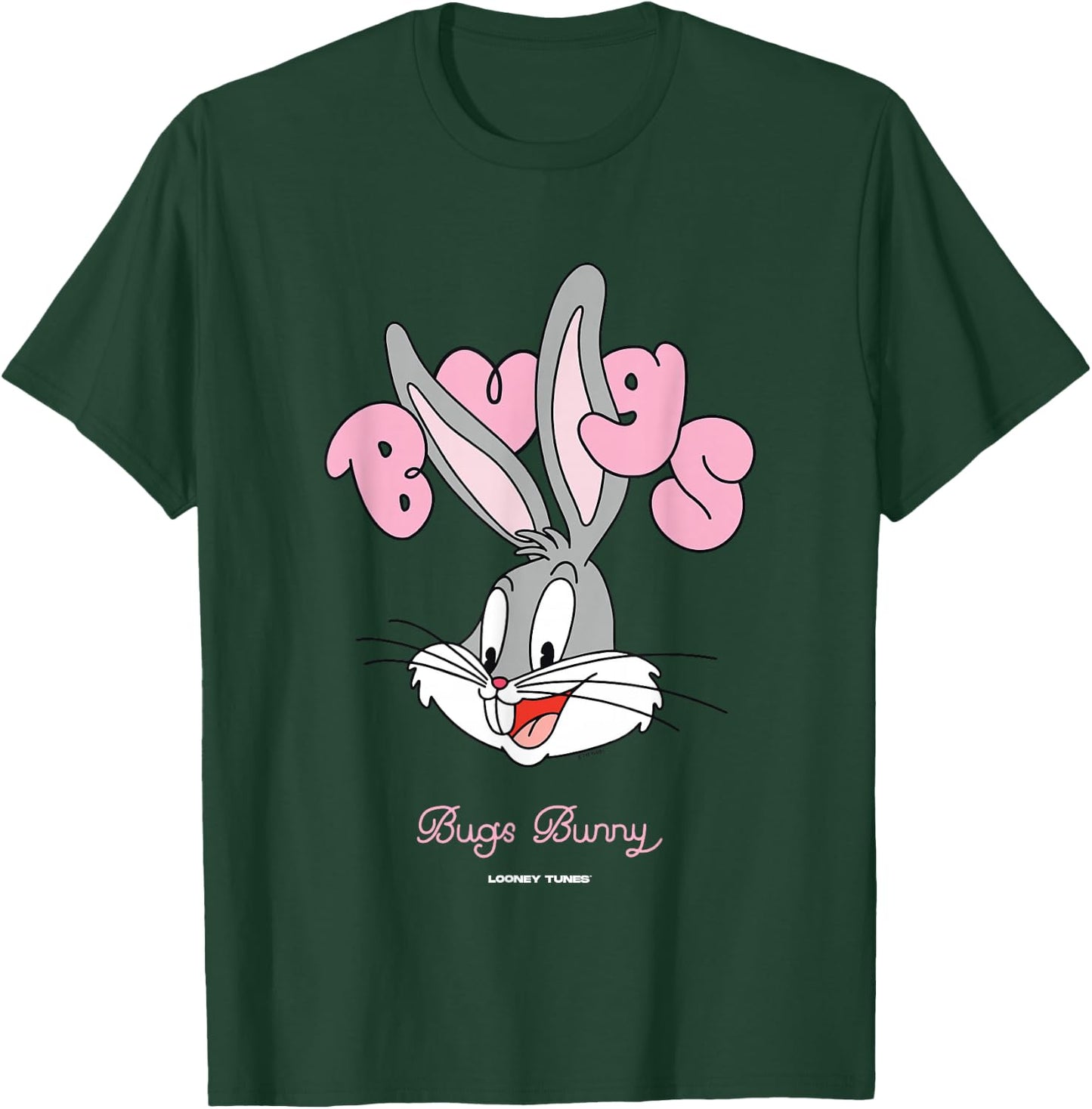 Looney Tunes Bugs Bunny Pink Bubble Text Big Face T-Shirt - T-Shirt | Forest