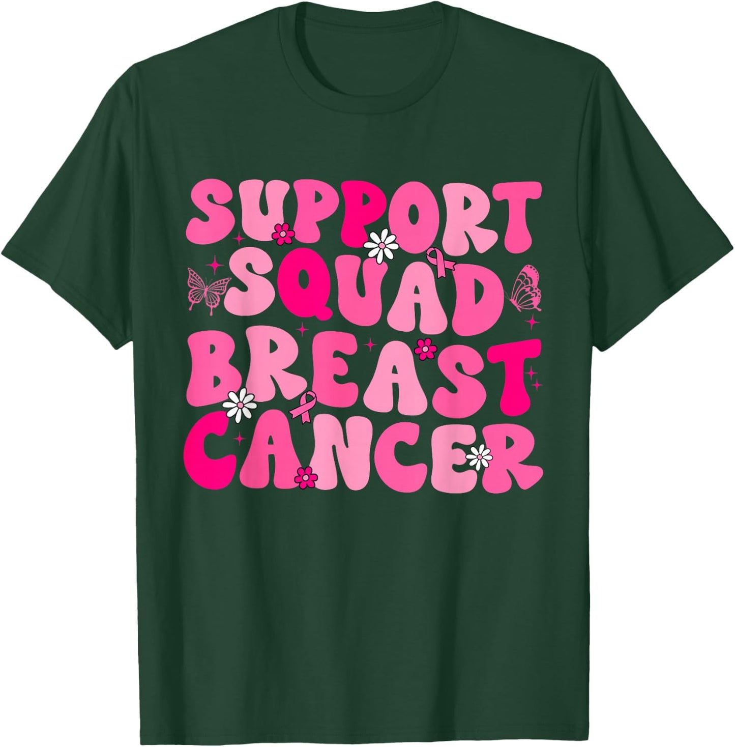 Breast Cancer Support Squad Mom Mother Era Groovy T-Shirt - T-Shirt | Forest