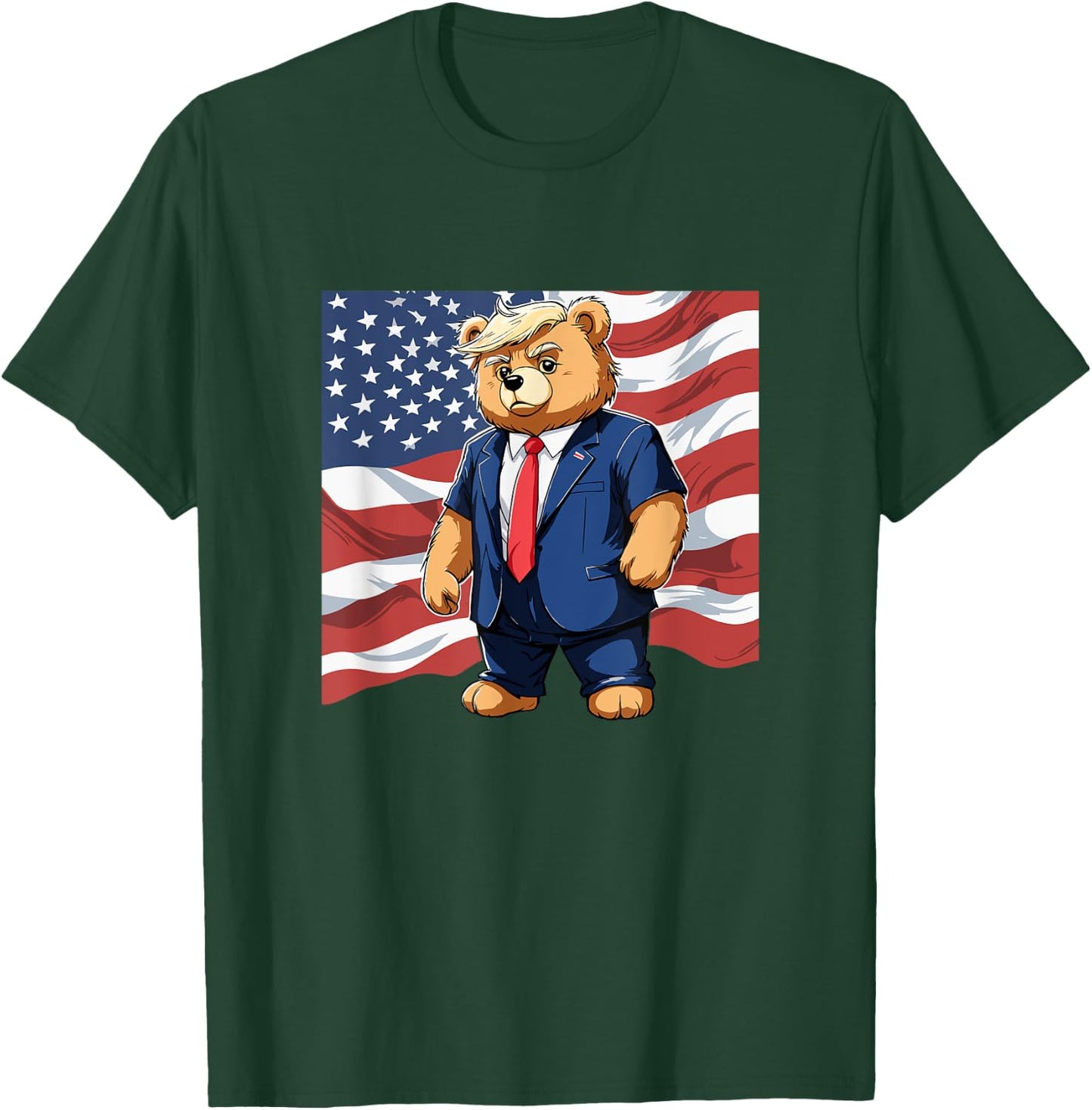 Trump Teddy Bear USA Flag Patriot Supporter T-Shirt - T-Shirt | Forest