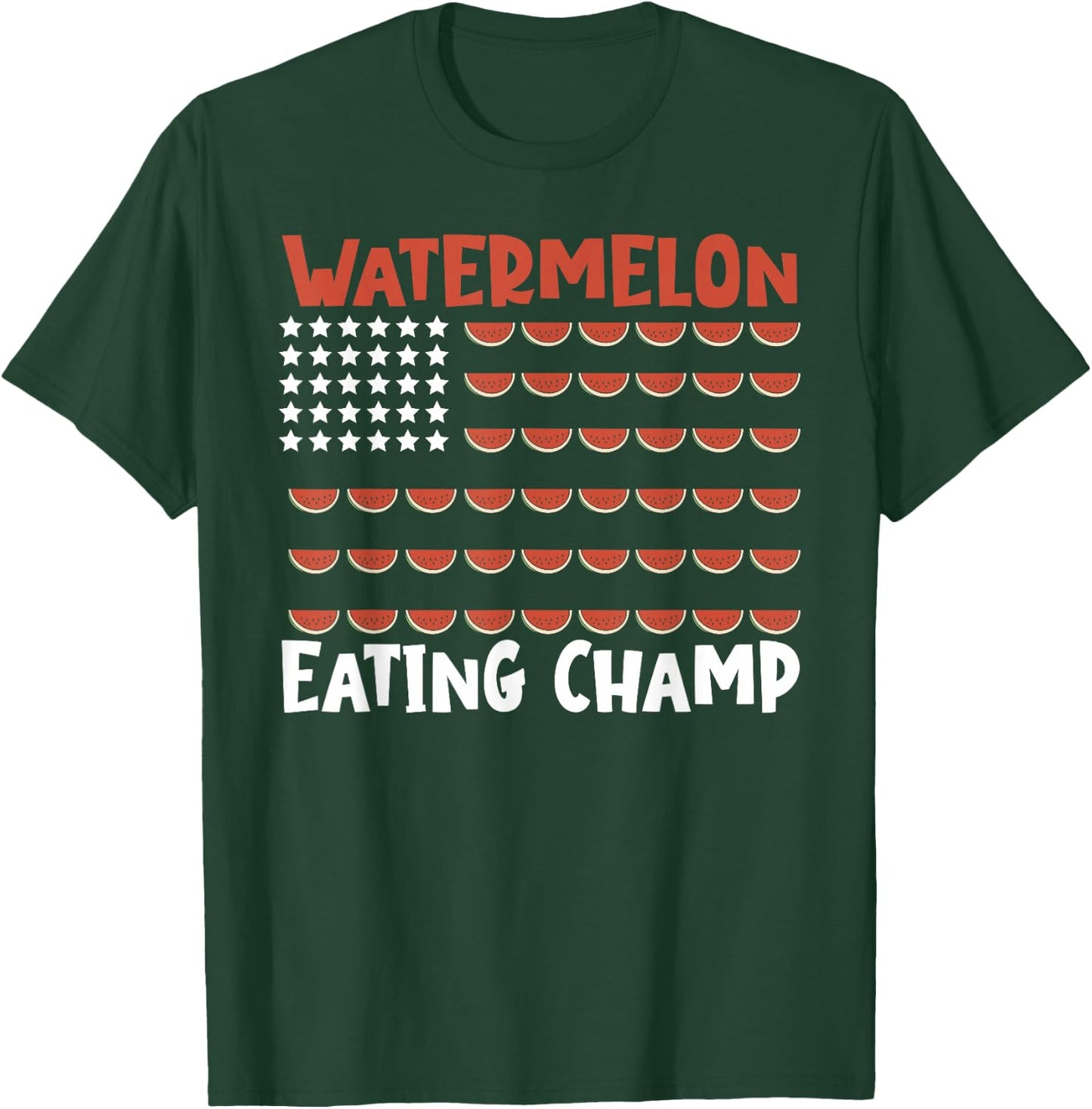 Watermelon Eating Contest American Flag Watermelon Fruit T-Shirt - T-Shirt | Forest