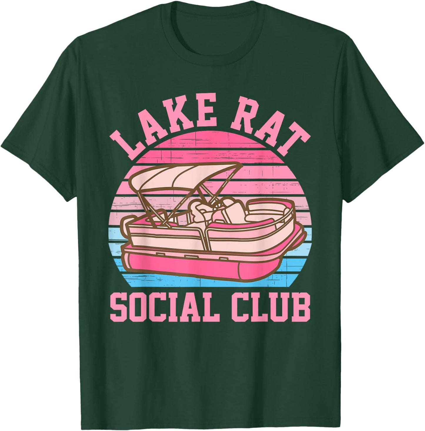 Lake Rat Social Club Boat Vintage Design T-Shirt - T-Shirt | Forest