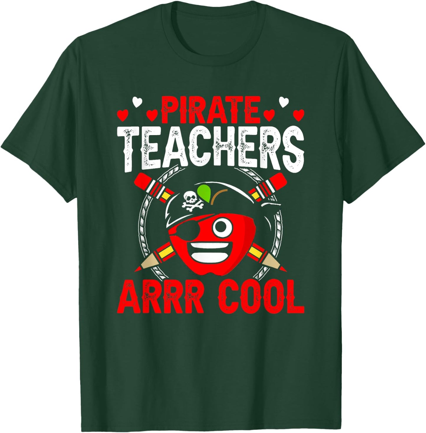 Pirate Teachers Arrr Cool Fun Teacher Pirate Apple Gift Women T-Shirt - T-Shirt | Forest