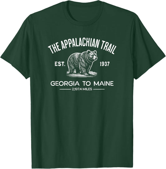The Appalachian Trail Georgia To Maine Est. 1937 Black Bear T-Shirt - T-Shirt | Forest