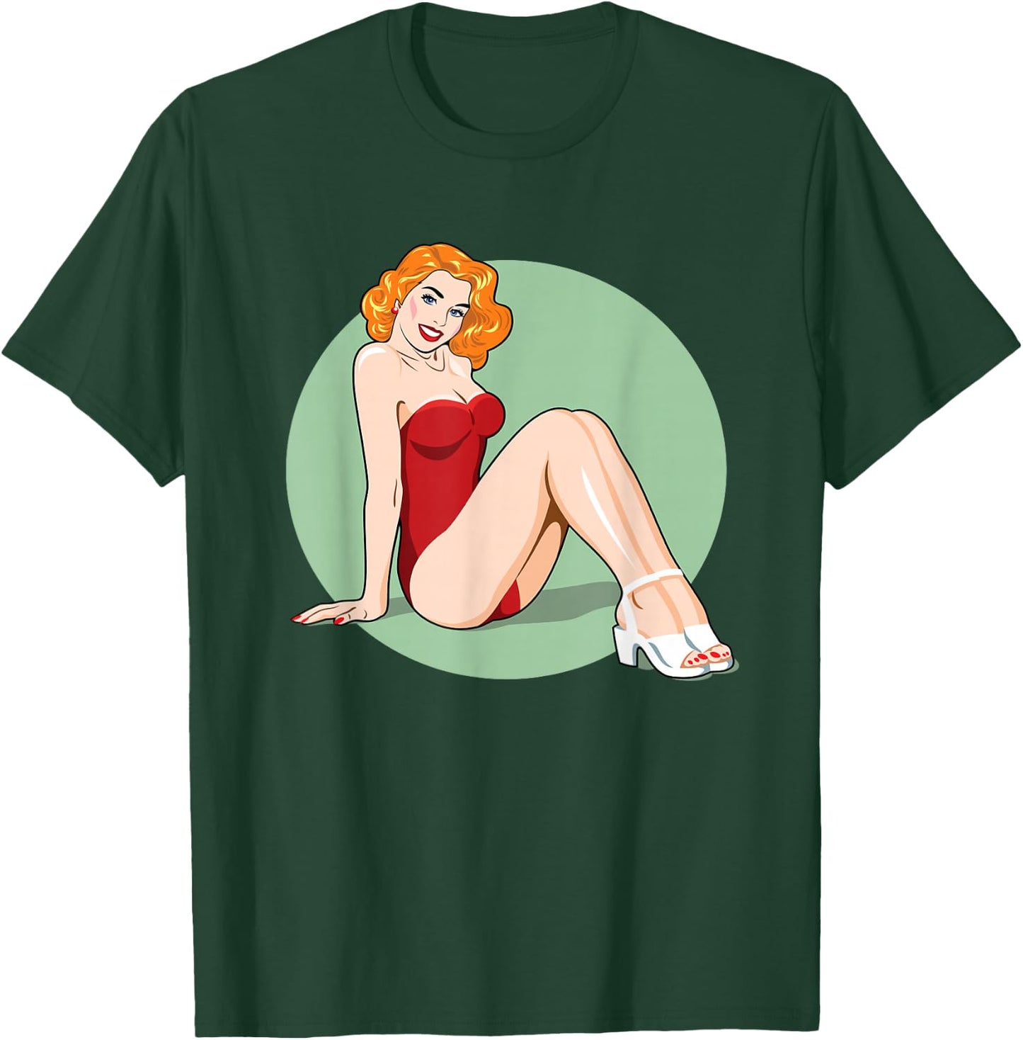 Vintage Pin-Up Girl American Art Retro Nostalgia T-Shirt - T-Shirt | Forest