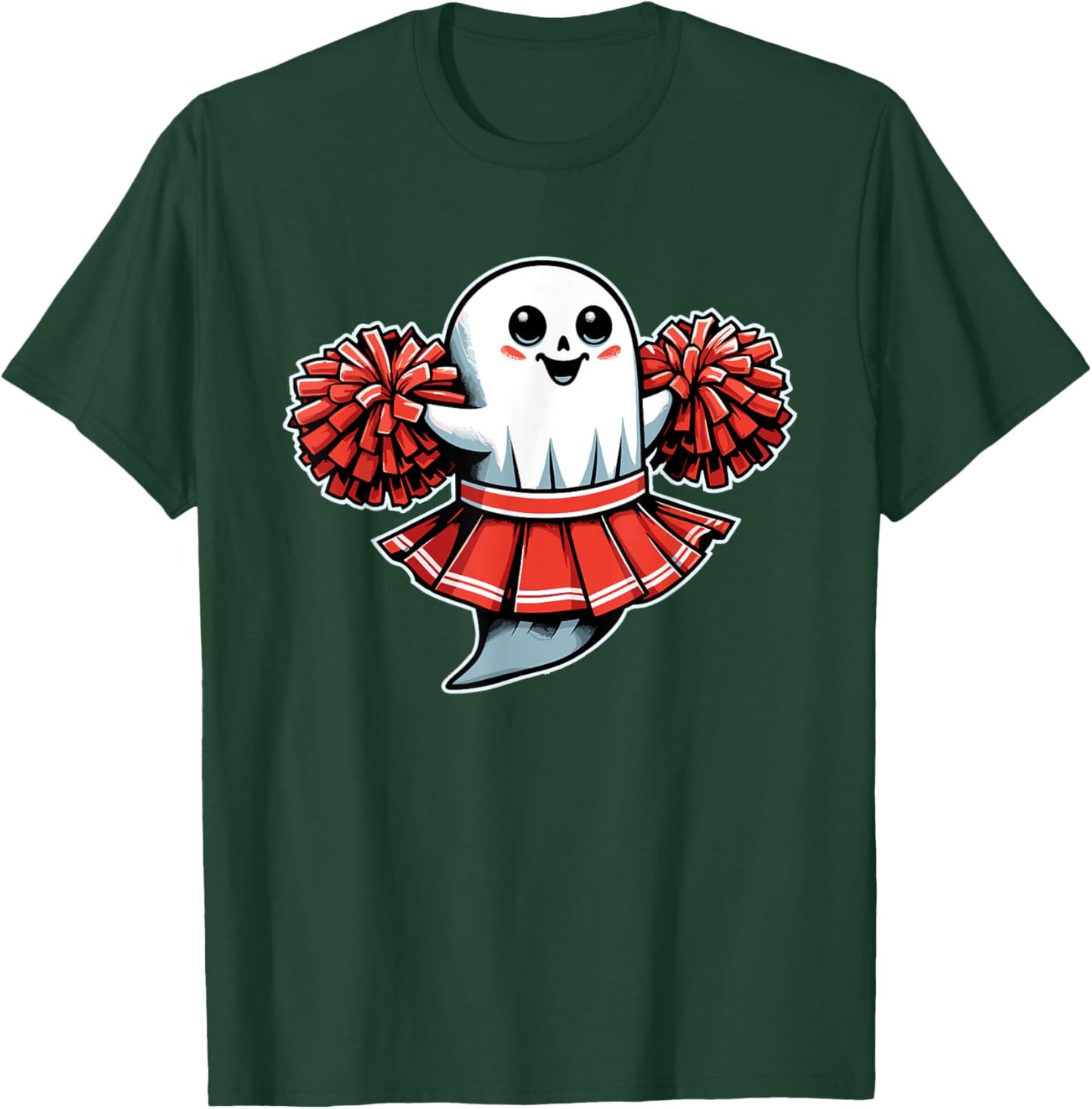 Cheerleading Ghost Halloween Cheerleader T-Shirt - T-Shirt | Forest