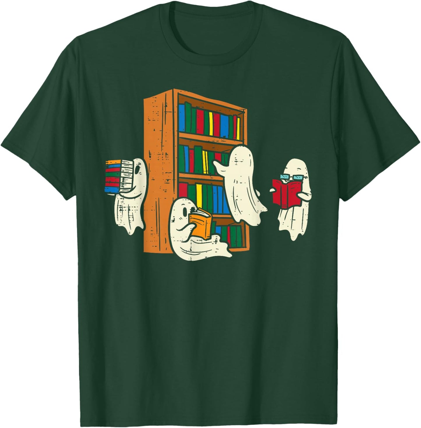 Ghosts Reading Books Teacher Halloween Librarian Boooks T-Shirt - T-Shirt | Forest