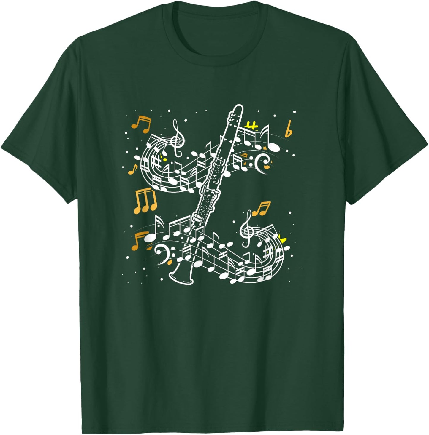 Music Notes Clarinetist Player Marching Band Clarinet T-Shirt - T-Shirt | Forest