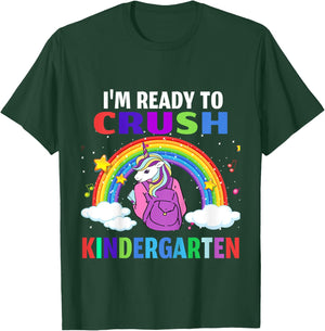 Kids Kids I'm Ready To Crush Kindergarten Unicorn Back to School T-Shirt - T-Shirt | Forest