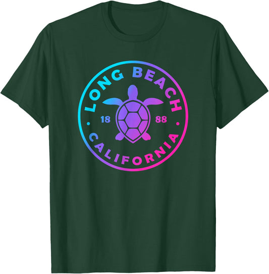 Long Beach California Sea Turtle Tie Dye Beach Vacation T-Shirt - T-Shirt | Forest