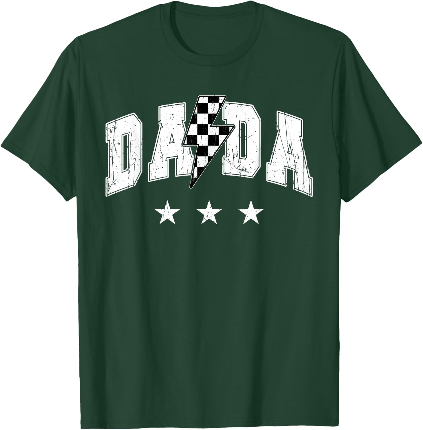 Retro Dada Lightning Bolt Checkered Father’s day T-Shirt - T-Shirt | Forest